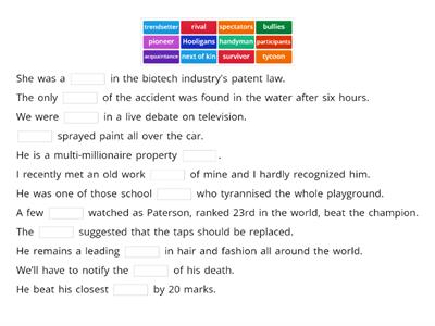 New Horizons - B1+ - Vocabulary - Lesson 47 - Practice - Ex. 2