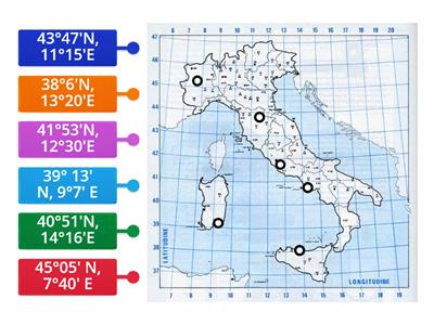 coordinate geografiche a quale punto sulla cartina corrispondono le seguenti coordinate geografiche? 