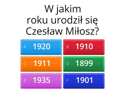 quiz o Czeslawie Miloszu