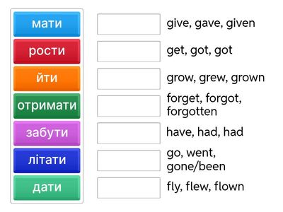 Irregular Verbs Matching