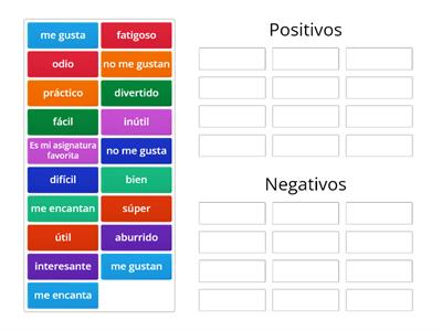 Asignaturas - Adjetivos y opiniones