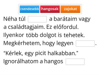 Túl hangosak körülöttem - szociális történet feladat