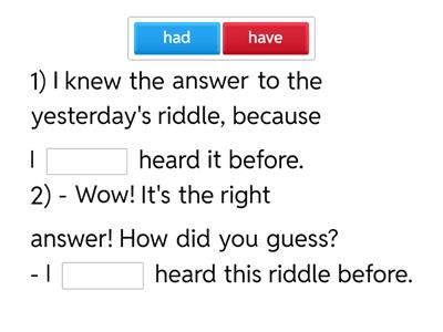 Present Perfect vs Past Perfect