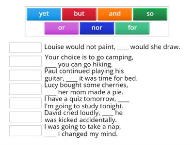Conjunctions match up game