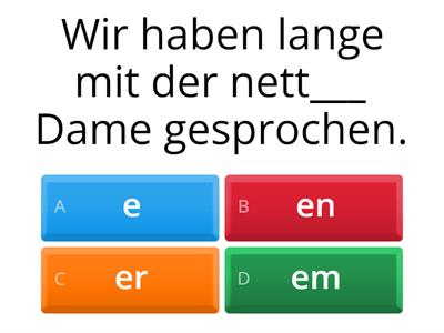 Übung: Adjektivdeklination - Kurs A2.1