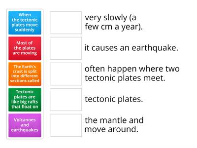 Tectonic Plates match up activity