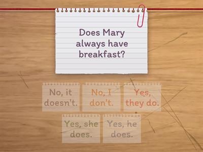 Present Simple questions and short answers