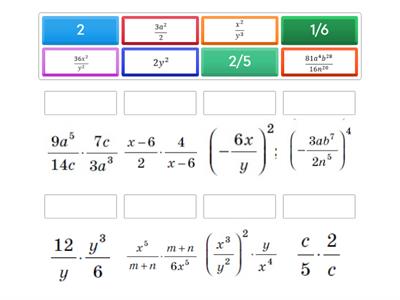 Розв'язування вправ на множення і піднесення до степеня раціональних дробів 
