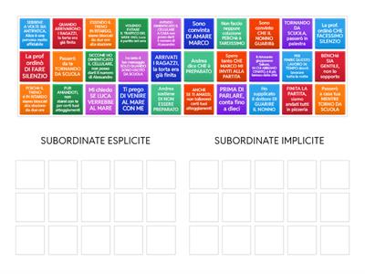 Subordinate implicite ed esplicite