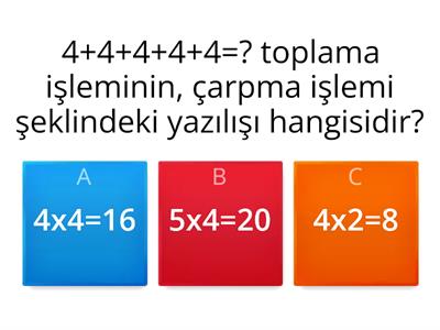 2.SINIF MATEMATİK ÇARPMA İŞLEMİ TEST 