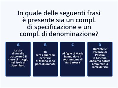 COMPLEMENTI DI SPECIFICAZIONE E DENOMINAZIONE