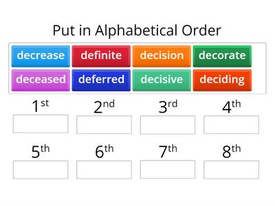 Put in Alphabetical Order