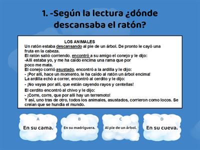  COMPRENSION LECTURA -Primer Grado