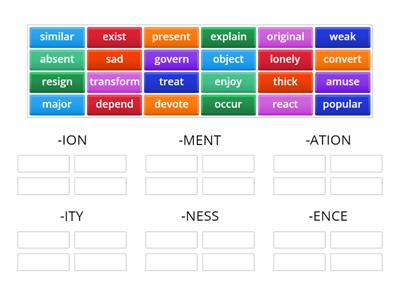 Word formation nouns suffixes