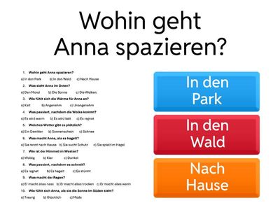 Ein Tag mit Anna Quiz