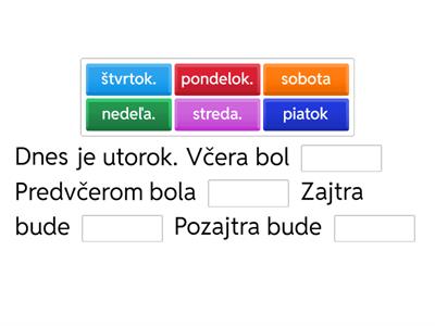 Dni v týždni. Mesiace v roku