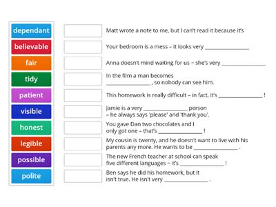 Solutions Pre 3 test wordformation 