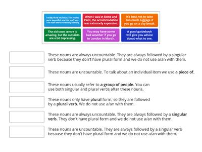 Grammar - uncountable and plural nouns