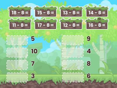 Примеры с переходом через десяток. Минус 8.