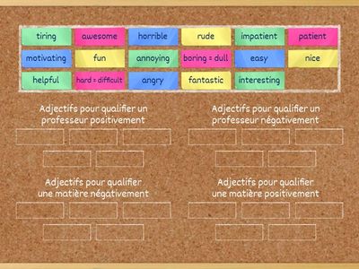  Put the adjectives in the correct category