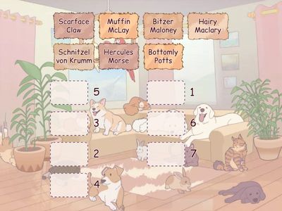 "Hairy Maclary from Donaldson's Dairy" - Drag and Drop the Characters in order!