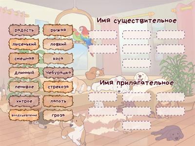 Имена существительные и имена прилагательные.