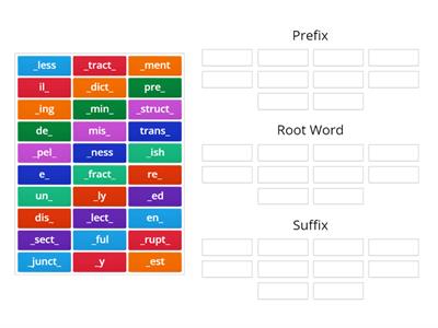 ELD Prefix, Root Word, Suffix Sort
