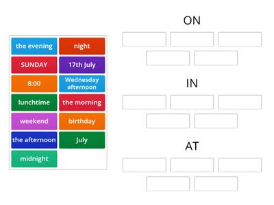 time preposition IN ON AT