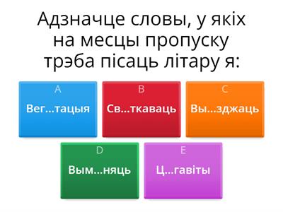 Правапіс Е, Ё, Я. Тэст №1.