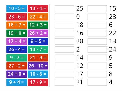  Addition subtraction match up