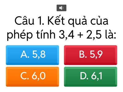 Phép cộng các số thập phân- Lớp 5