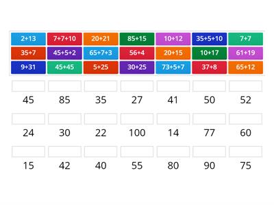 Calcolo mentale entro il 100 (addizioni)