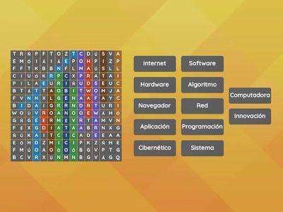 Sopa de letras: Mundo Tecnológico