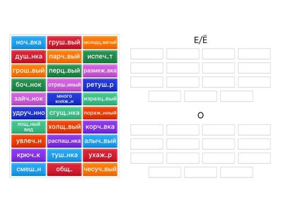 О-Ё после шипящих и Ц в суффиксах