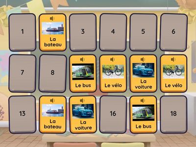 Les transports (Jeu de mémoire)