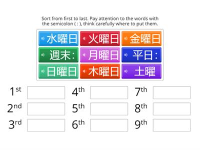 Days of the week in Japanese