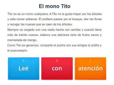 Comprensión lectora Mono Tito