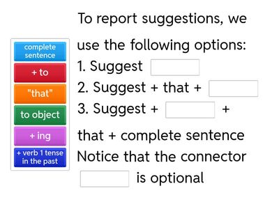 Reported verbs: suggest and offer