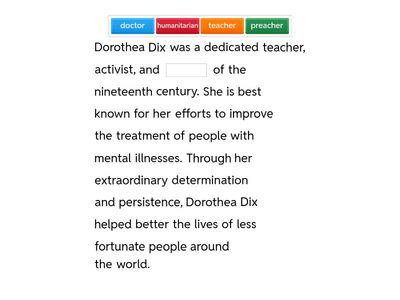 Informational Reading Comprehension: Biography of Dorothea Dix