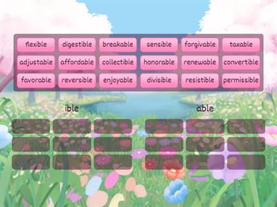 ible/able word sort