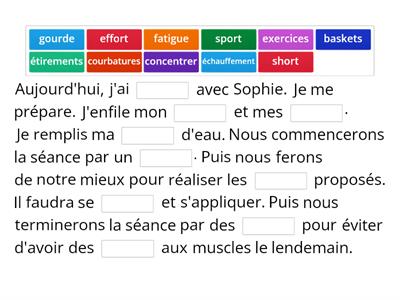 Texte à trou - La séance de sport
