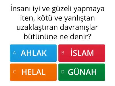 4. sınıf 3. ünite güzel ahlak test