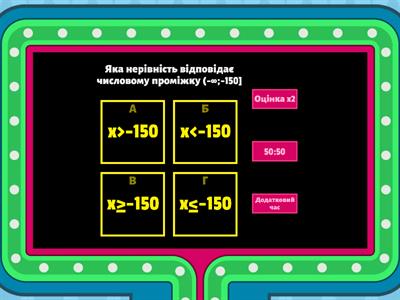 Самостійна робота  «Лінійні нерівності з однією змінною» 