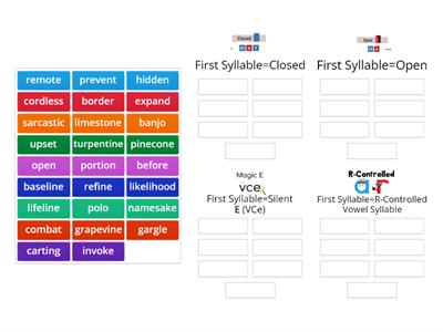 Syllable Type Sort Challenge