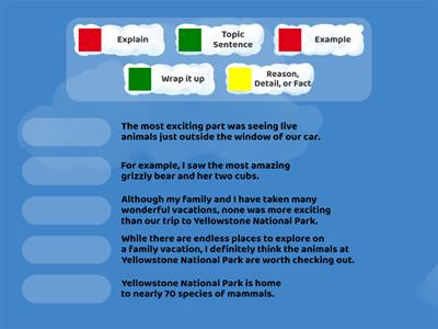 Step Up to Writing Sample Paragraph-Yellowstone