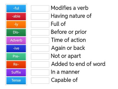 Grade 4 English Prefixes and Suffixes
