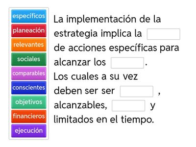 Completar la frase Implementación de la estrategia