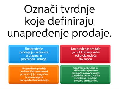 Ponavljanje iz cjeline Unapređenje prodaje