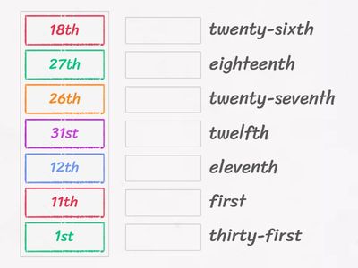 Ordinal Numbers 1-31