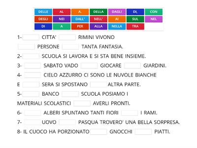 CLOZE- INSERISCI LE PREPOSIZIONI  ADATTE -MAESTRA ADELE BARBERIO